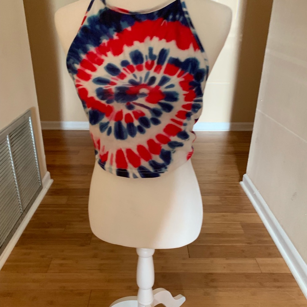 Red White Blue Tie Dye Crop Too